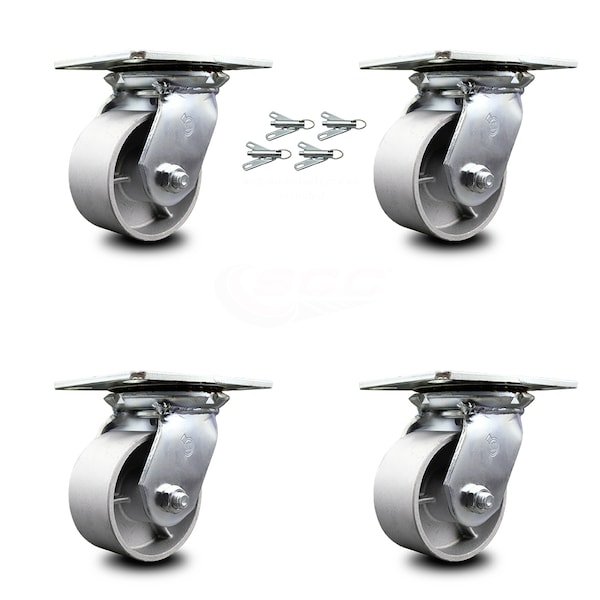 4 Inch Semi Steel Caster Set with Ball Bearings and Swivel Locks